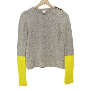 Fossil Sweater Gray/Yellow Wool Cashmere Blend XL Sleeves Color-Blockv Sz XS EUC